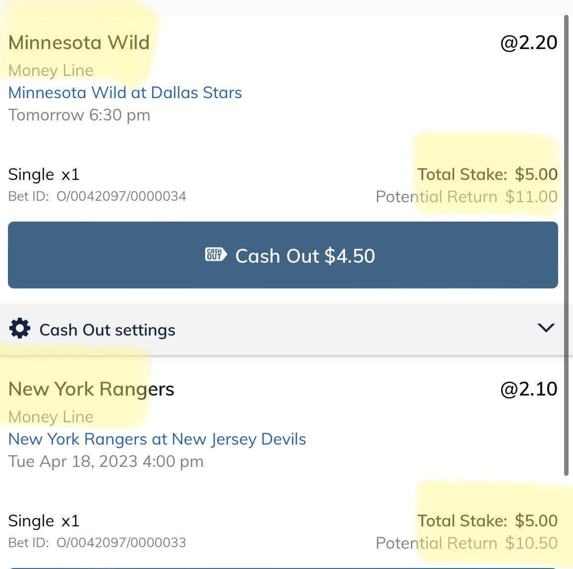 VIPsmInc's tweet photo. 🏒 Made a few #NHLPlayoffs bets on @PlayNowSports @BCLC. Wish me luck. 🍀 💵 
#sportsbets #SportsGambling #UFFS https://t.co/YFOTektwQZ