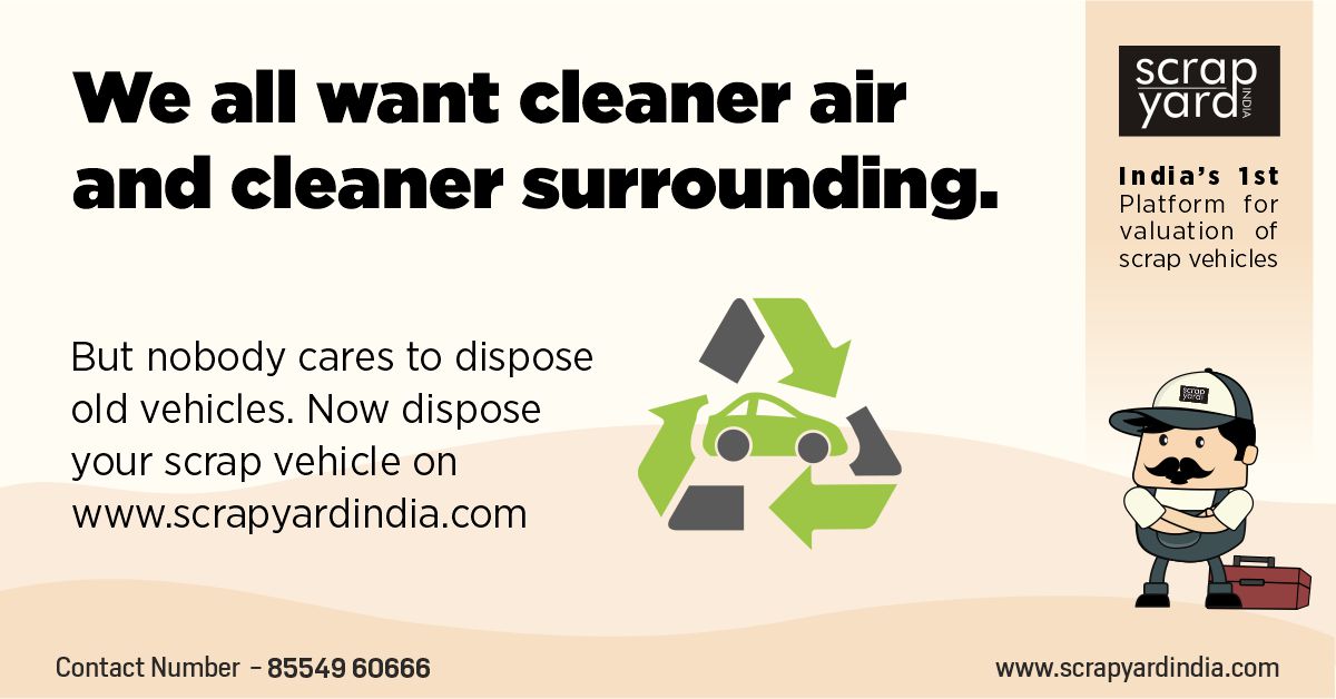 scrapyardindia's tweet photo. We all want cleaner air and cleaner surrounding. 
Now dispose your scrap vehicle on https://t.co/bgRjB30bxI 
#elvscrapping #scrapmycar #vehiclescrapping #dismantling #scrapyardindia https://t.co/6TkQAbGkpE