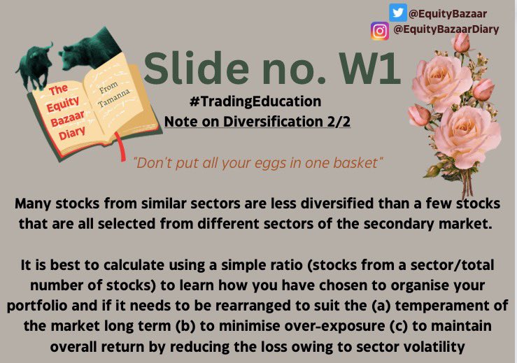 EquityBazaar's tweet photo. Note on Diversification 

#tradingeducation #market #stockmarket #portfolio #diversification #equitybazaar https://t.co/bDtXg7NFA5