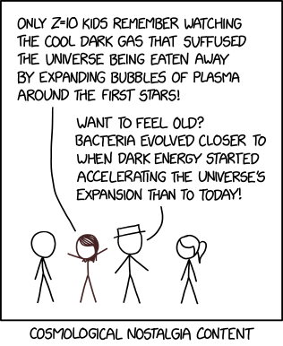 xkcd comic strip: Cosmological Nostalgia Content