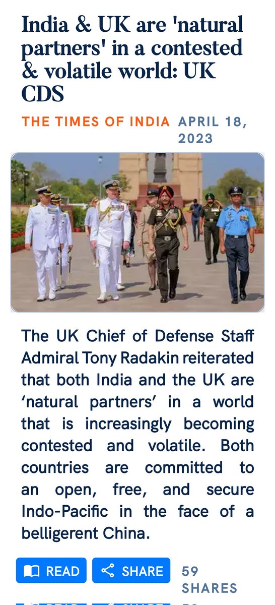 jamadar72's tweet photo. India &amp; UK are 'natural partners' in a contested &amp; volatile world: UK CDS
https://t.co/o5hG71kzsn https://t.co/XIbpxOucJr