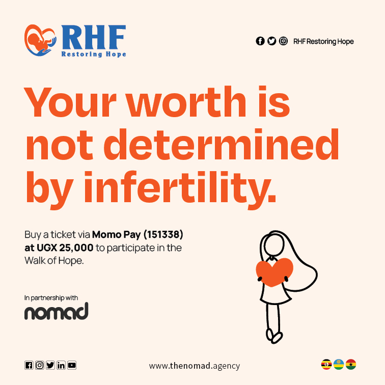 Every step we take to support women with infertility counts. Together we can break down the barriers and end infertility stigma. Join @rhf_ug in the walk of hope to make this dream a reality.
#NomadAdvertising #WalkOfHope.