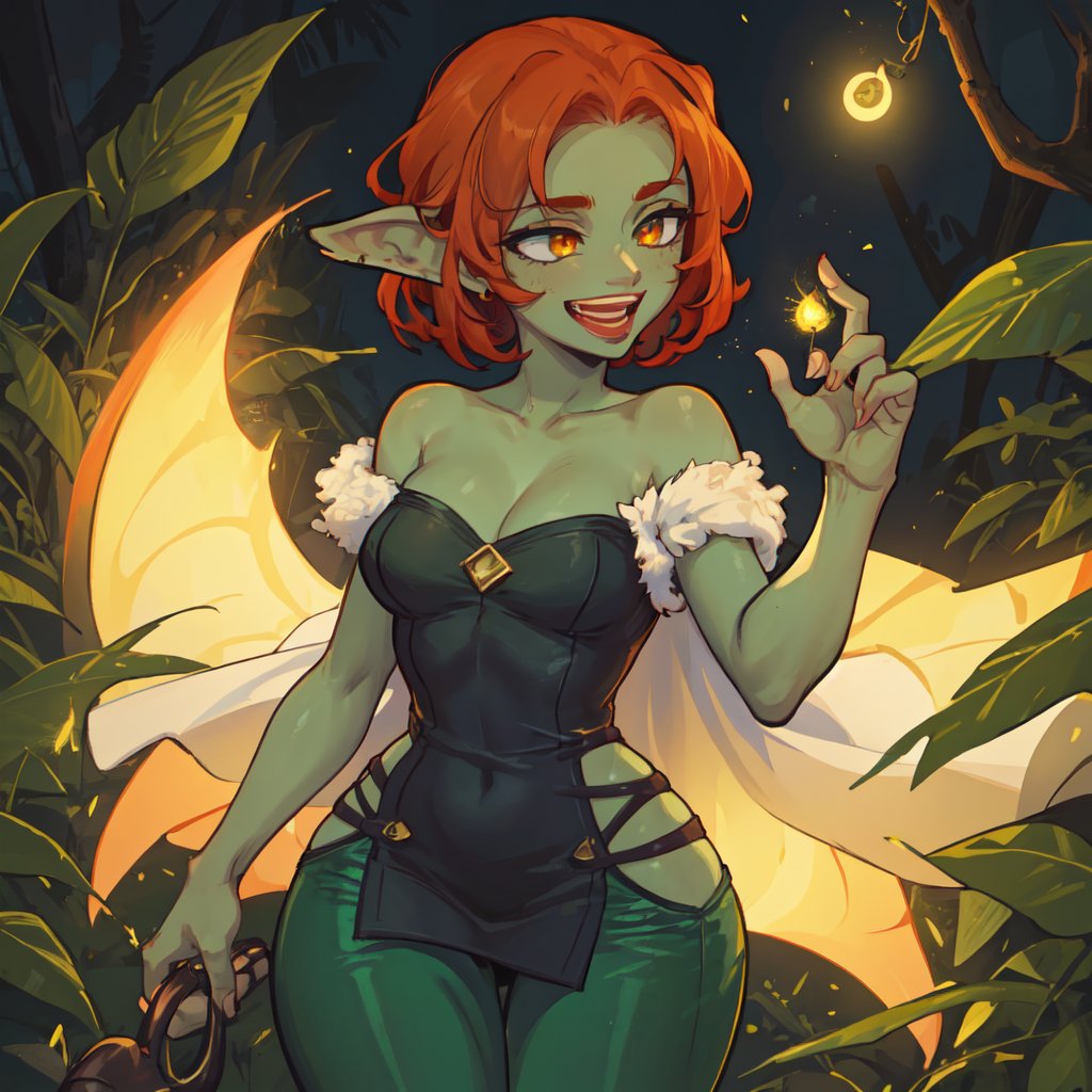 SlipperyGem's tweet photo. #Goblin gal #forrestmagic.
Trying a different view and 'laughing' in the prompt. Results are #saccharine .
Also, hands are hard.
#stablediffusion #stablediffusionwaifu #anime #animegirl #aiwaifus #animegirls #aigirls #AIArtwork #AIart #AIイラスト #StableDiffusionArt https://t.co/DWIQNOUSph