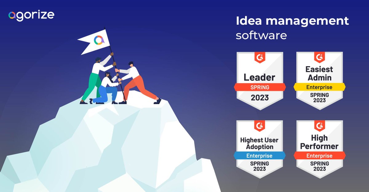 agorize's tweet photo. Thanks to our reviews by #innovation stakeholders, Agorize is once again named a #Leader in #IdeaManagementSoftware by G2. Accelerate your innovation journey by revealing the hidden ideas and talent in your organization. https://t.co/V7fAjFwetZ