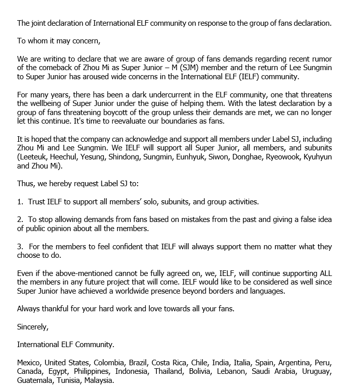 Our fanbase EFA Ph Team is in full support of all the members of #SUPERJUNIOR.

Kami ay nagpapahayag ng aming suporta sa lahat ng myembro ng #SUPERJUNIOR.

Please read the statement below.

#IELFSupportZhoumi 
#IELFSupportSungmin 
#IELFStandbySuperJunior
<a href="/SJofficial/">SUPER JUNIOR</a>