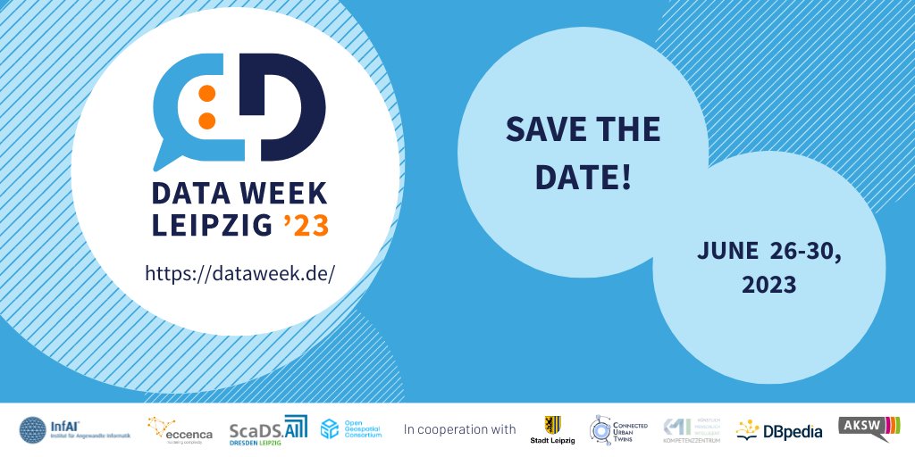 The Leipzig Semantic Web Day (#LSWT2023) is back with a great opportunity to exchange ideas and connect with like-minded individuals. Save your dates from 26th - 30th June ! Checkout the #Official Page at 2023.dataweek.de/en/lswt2023/ #DataWeekLeipzig #SemanticTech #knowledgegraph