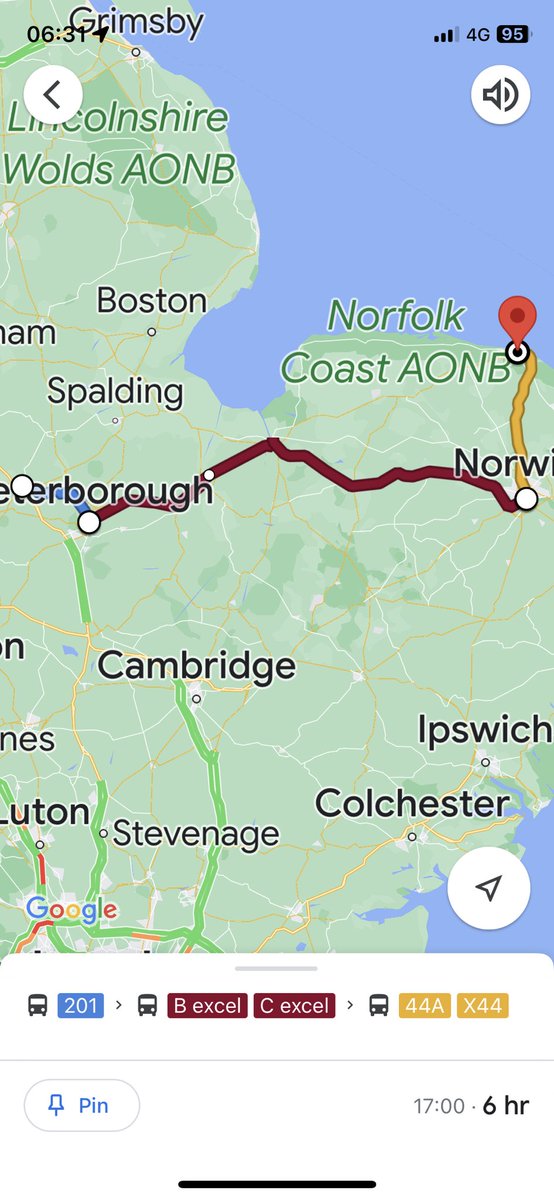northridgejames's tweet photo. Following in the footsteps of @AndyRCowell I’m heading on an #epicbusjourney to @WoodhillPark catching the following buses:
#i4 Derby > Nottm
#mainline Nottm > Bingham
93 Bingham > Grantham
4 Grantham > Stamford
201 Stamford > P’boro
B P’boro > Norwich
#X44 Norwich > Cromer https://t.co/SfBpJsD2mn