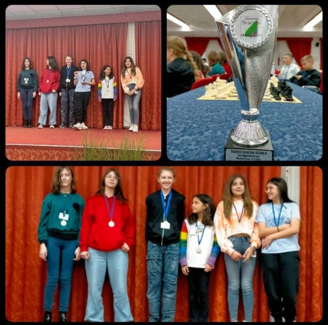 AqCarducci's tweet photo. La squadra femminile dell'I.C. "G. Carducci" si è aggiudicata il titolo di campione regionale categoria "Secondaria primo grado femminile" ai Giochi Studenteschi di scacchi tenutisi presso il GH Adriatico a Montesilvano (PE) guadagnandosi un posto alla finale nazionale https://t.co/6eZM3WcOdY