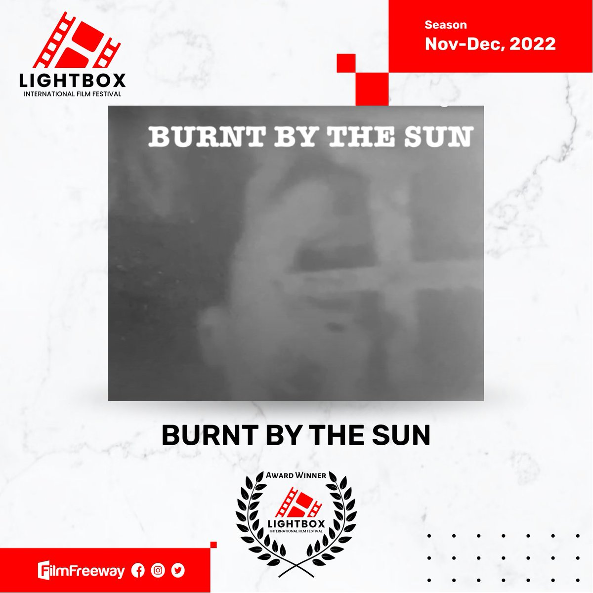 Great achievement is usually born of hard work and dedication. Congratulations for "Burnt by the Sun".

Join us by submitting your work. 
filmfreeway.com/LightboxIntern…