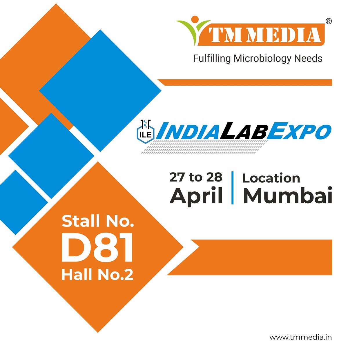 tmmediain's tweet image. #TMMedia is participating in South Asia's largest analytical and laboratory event of the year, #IndiaLabExpo, at the #BombayExhibitionCentre, #Mumbai, on April 27–28, 2023.

Come visit us at Stall No. D-81, Hall No. 2.

#titanbiotech #exhibitioncenter #Laboratory #biotechnology
