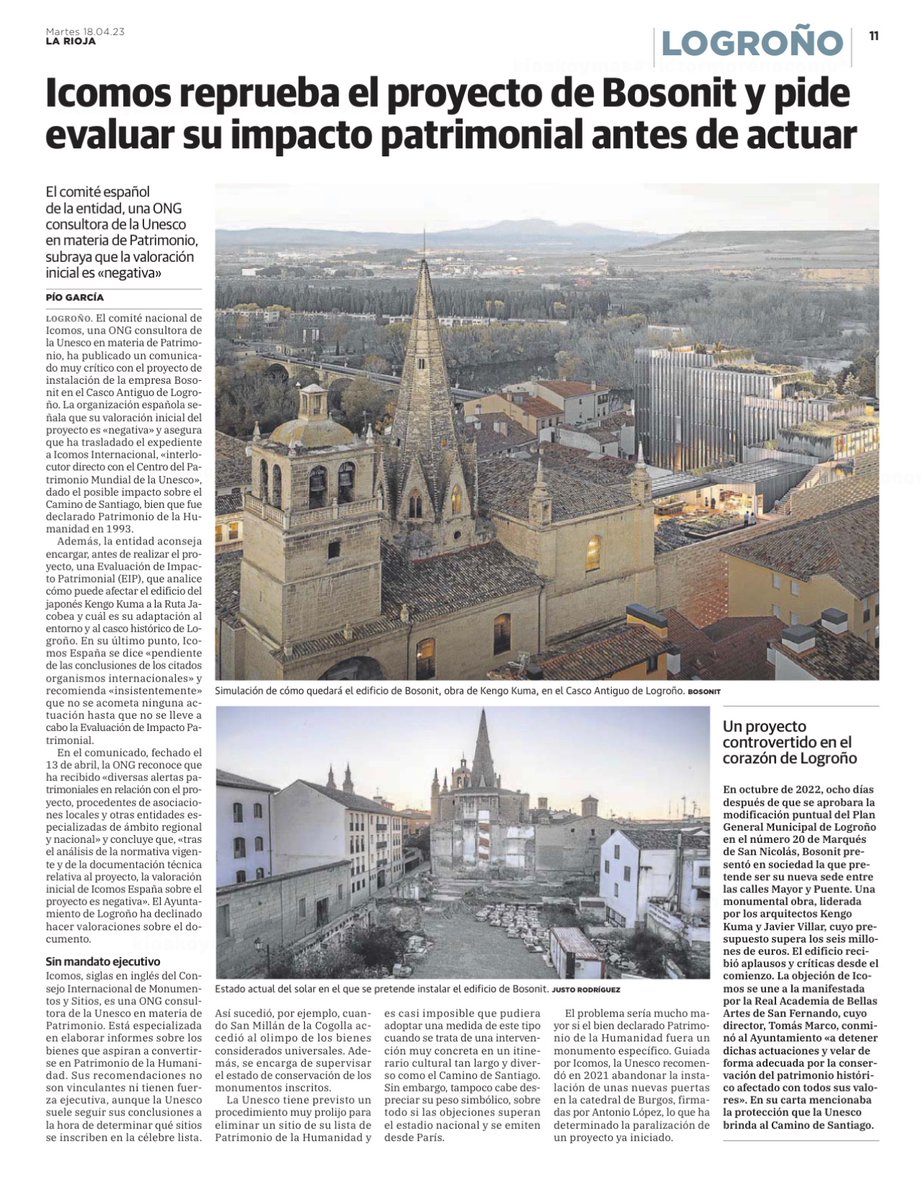 Icomos reprueba el proyecto de Bosonit y pide evaluar su impacto patrimonial antes de actuar.
La consultora de la Unesco en materia de Patrimonio, subraya que la valoración inicial es «negativa»