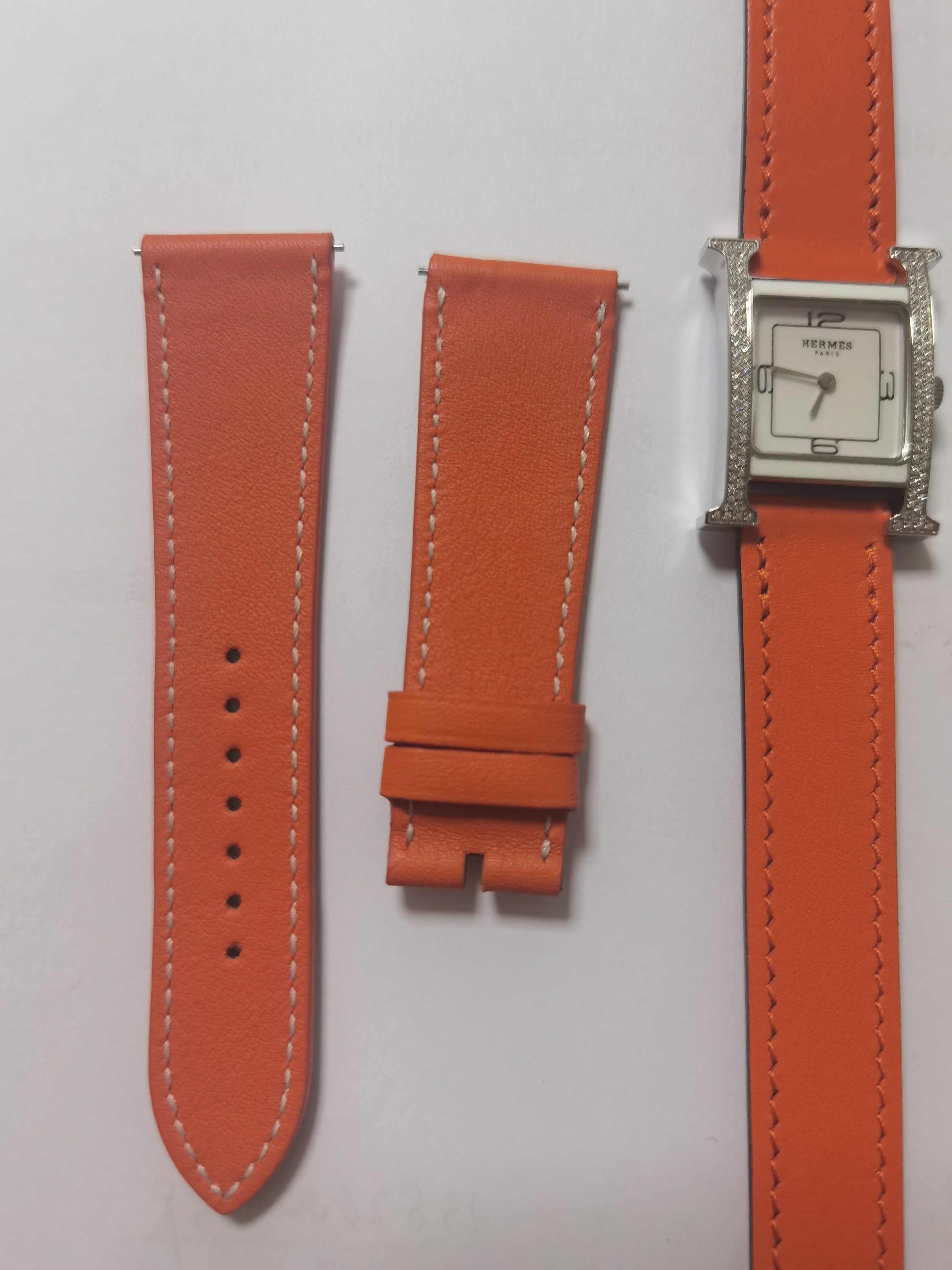 Custom Double Tour leather watch band for Hermes - Drwatchstrap