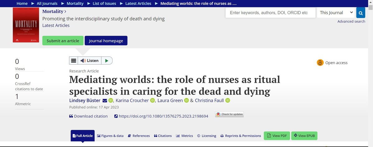 Check out our latest #OpenAccess @continuingbonds paper w/ @KarinaKTC @heblau @cmfaull in @Mortality_TandF for more deep-time reflections on death & dying today 👇
tandfonline.com/doi/full/10.10…
@CCCUArtsHumsEd @CCCUarchaeology @UoYArchaeology @BradArcForensic @OfficialUoM @LOROSHospice