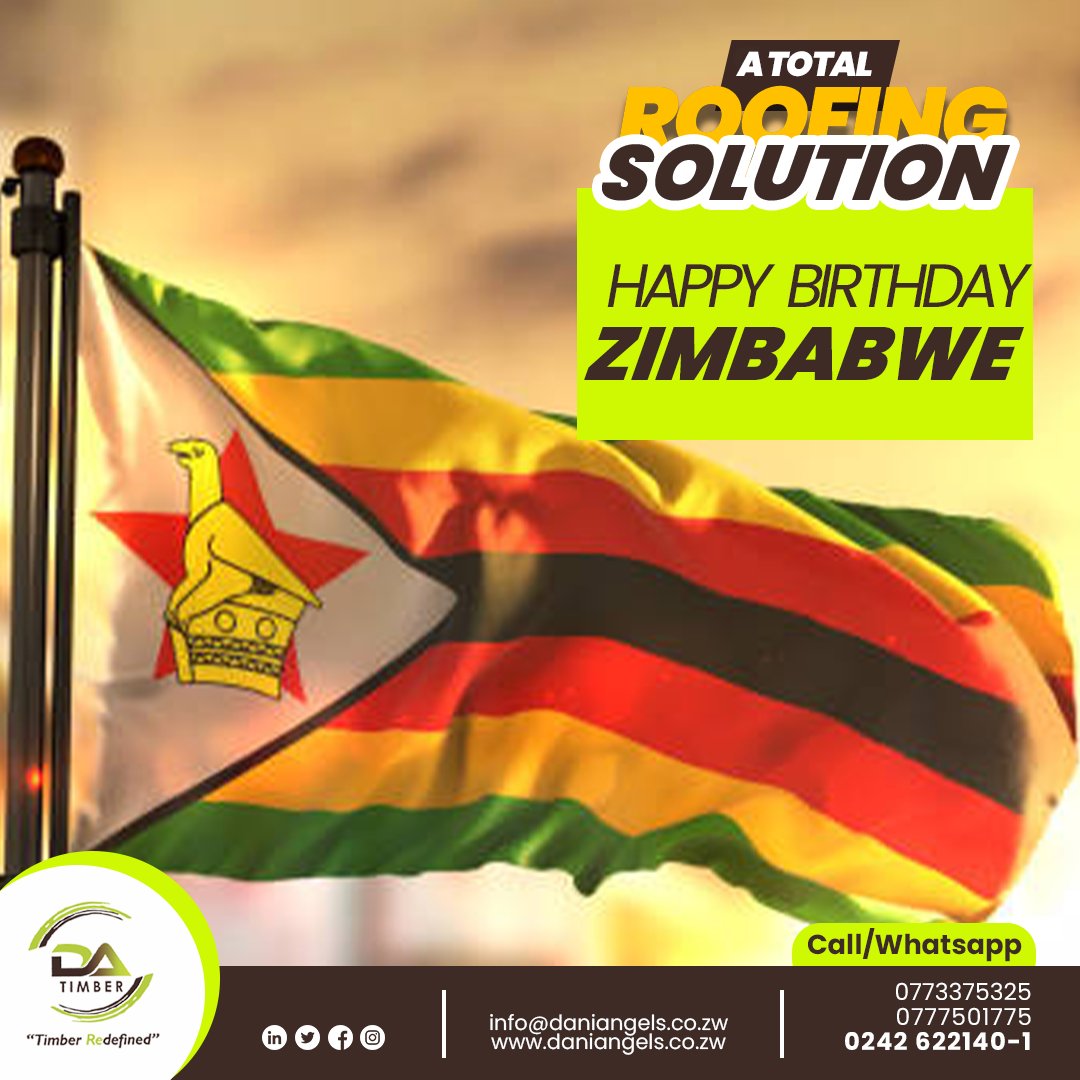 DA_Timber_'s tweet photo. Happy 43rd birthday Zimbabwe
#Roofingtimber #roofingtrusses #roofingsheets #RoofingAccessories https://t.co/gLgGN3FzXG