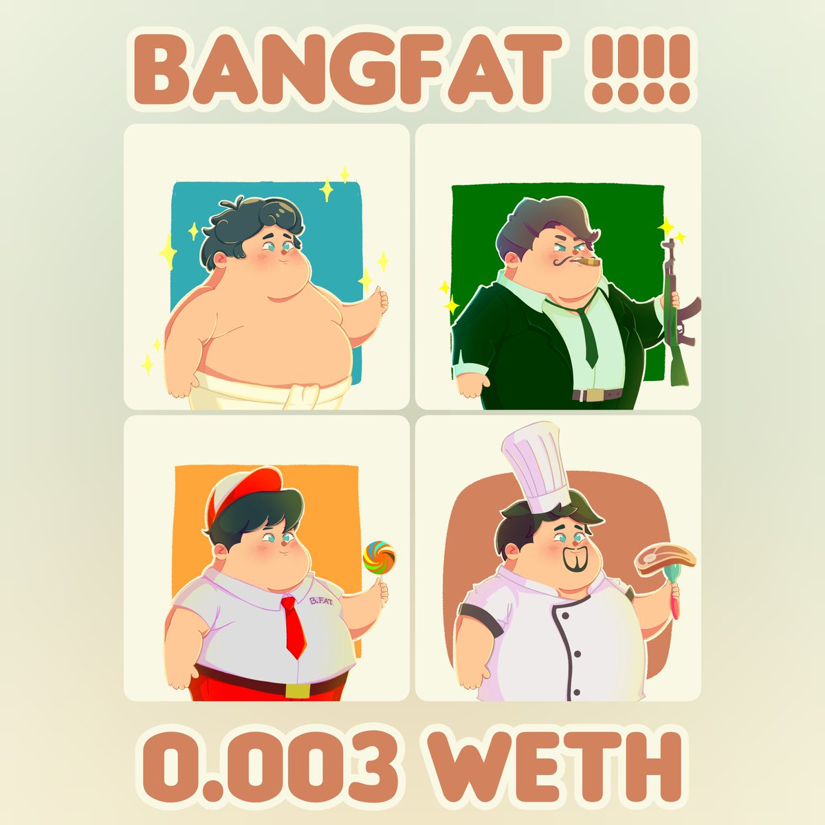 Bangfat_NFT's tweet image. 🍟 BANGFAT STILL AVAILABLE 🍔

📌 Price : 0.003 WETH
📌 Erc-721 token
Link:

#01
opensea.io/assets/matic/0…

#06
opensea.io/assets/matic/0…

#07
opensea.io/assets/matic/0…

#08
opensea.io/assets/matic/0…

Let's grab now 🍗🚀

#Bangfat  #NFTcollections #NFTCommuntiy