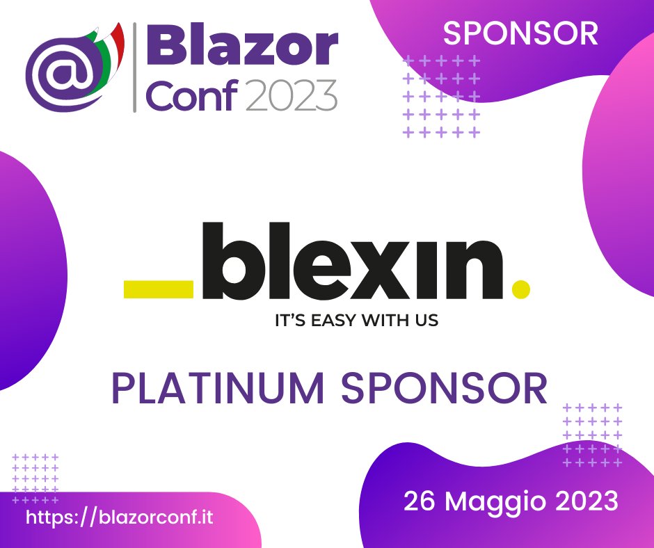 blazordevita's tweet image. Un grazie di cuore a @BlexinSrl per aver voluto supportare la #BlazorConf2023, rendendo possibile anche quest&apos;anno l&apos;organizzazione dell&apos;evento. Iscriviti e partecipa al più importante evento italiano su #Blazor. Ti aspettiamo! #wasm #webassembly… t.ly/55wO
