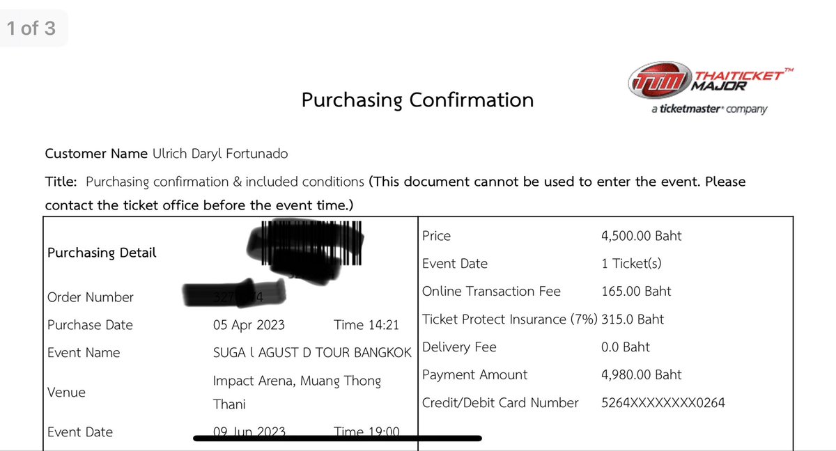 I'm selling Suga|AgustD in Bangkok
Day 1
9 June 2023
Same price as in the pic I will assist to claim the ticket as i'm also claiming mine :) 
DM me if interested
#SUGA_AgustD_TOUR_in_bkk 
#SUGA_AgustD_TOUR