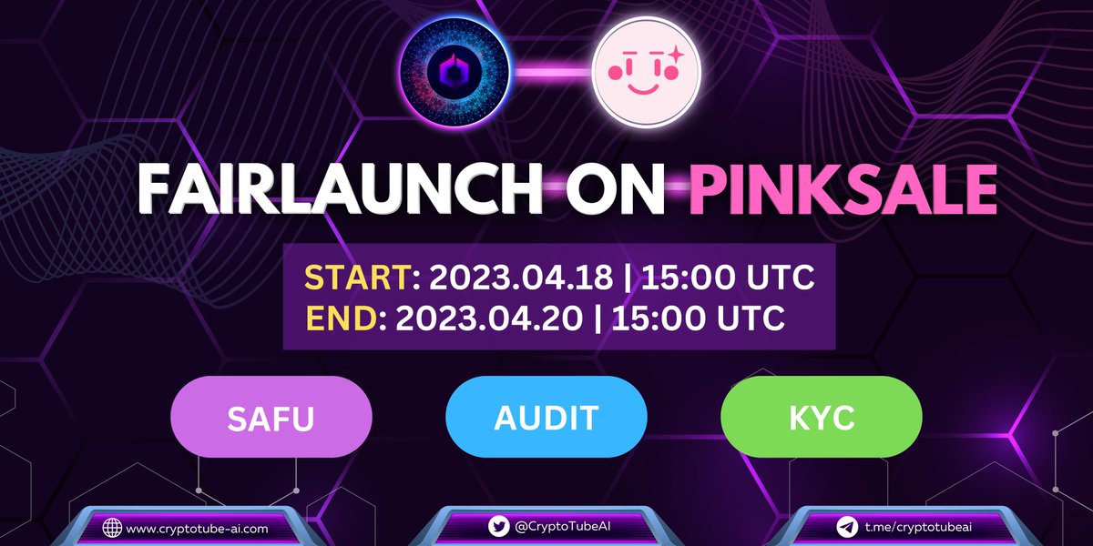 11 hours left until our presale on Pinksale!🚀 Trending #10 Now!🔥SAFU, KYC verified, audited, and low taxes at 2% forever. Join us in revolutionizing the crypto world! 
t.me/cryptotubeai

#cryptocurrency #presale #launchpad