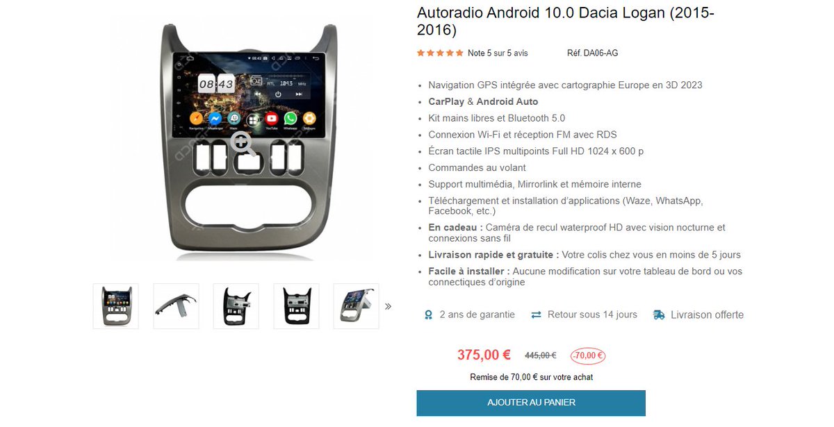 AdnGps's tweet photo. Autoradio Android 10.0 Dacia Logan (2015-2016) https://t.co/zvcBYxSEQd