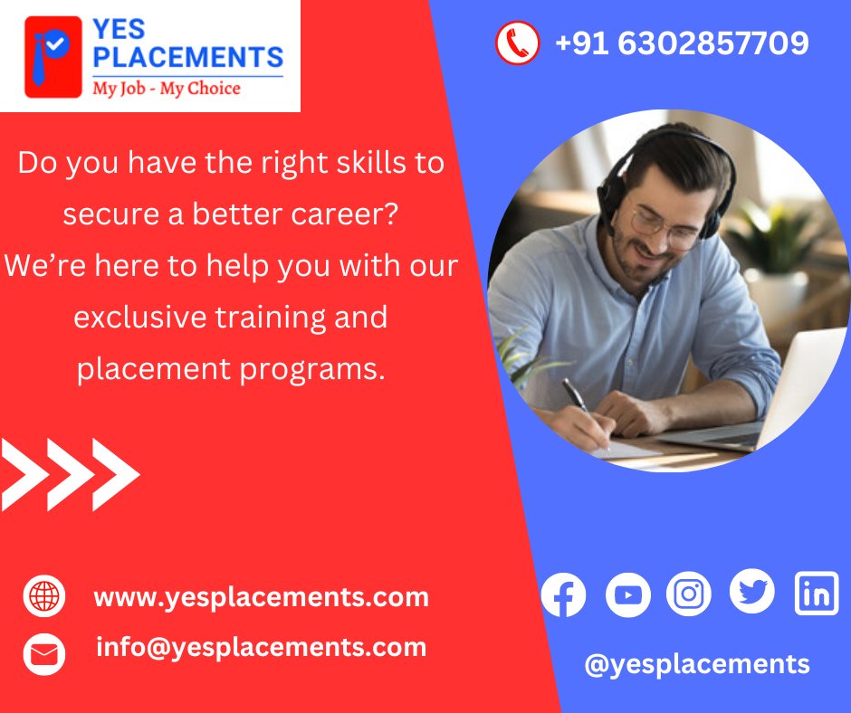 yes_placements's tweet photo. Do you have the right skills to secure a better career?
We’re here to help you with our exclusive training and placement programs.
SIGN UP NOW
📲+91 63028 57709
💻 https://t.co/buebY4cOmz
📩 info@yesplacements.com
#yesplacements #trainingservices #trainings #guntur #yesplacements https://t.co/FBRFXZCUB8