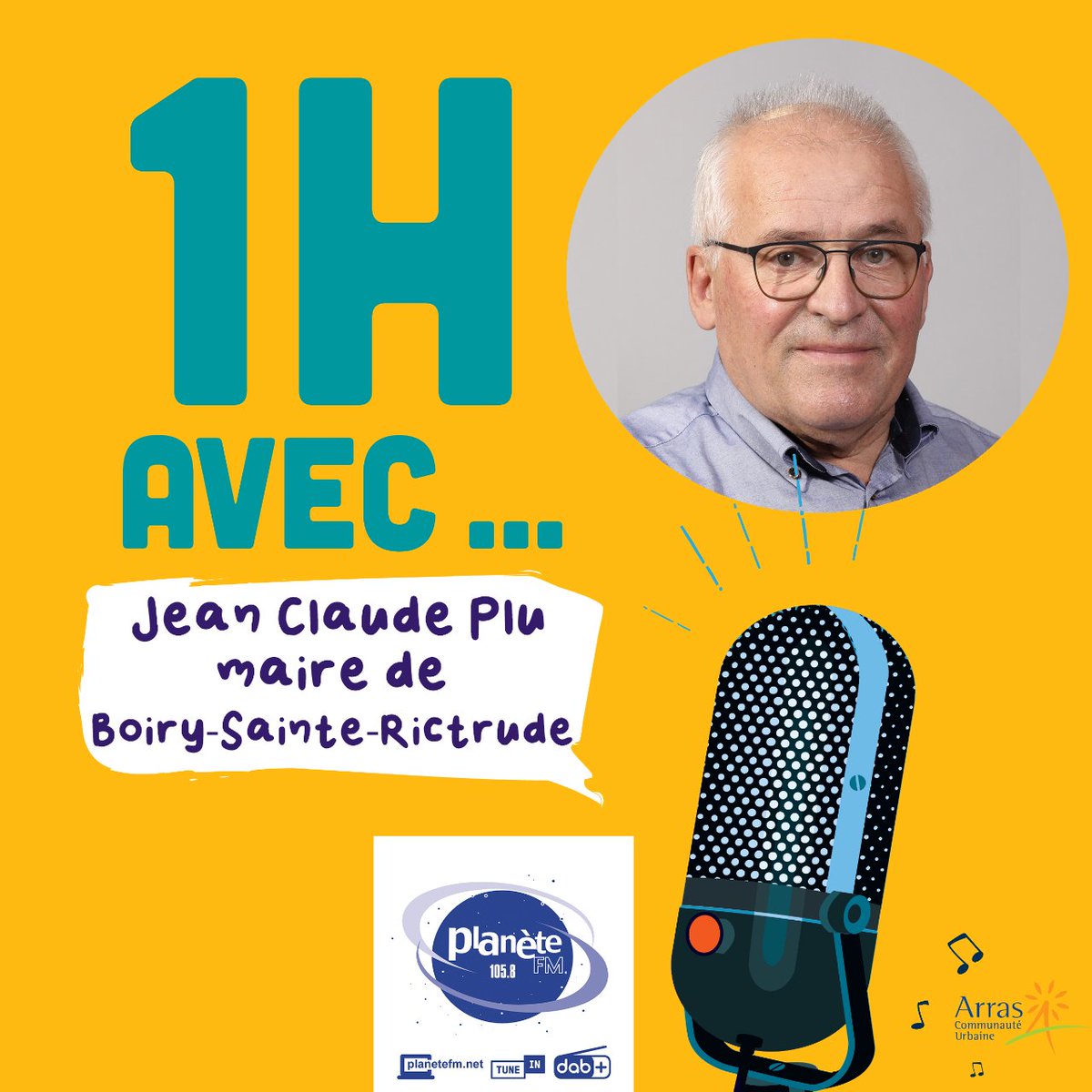 GrandArras's tweet photo. #1havec

🎙️Ce weekend, nouvel épisode de l'émission "1h avec un Maire du Grand Arras"

✅Retrouvez l'interview de Jean-Claude Plu, maire de Boiry-Sainte-Rictrude ce samedi à 9h, ce dimanche à 10h, puis en #podcast sur notre site. https://t.co/V3XAPgGxYx