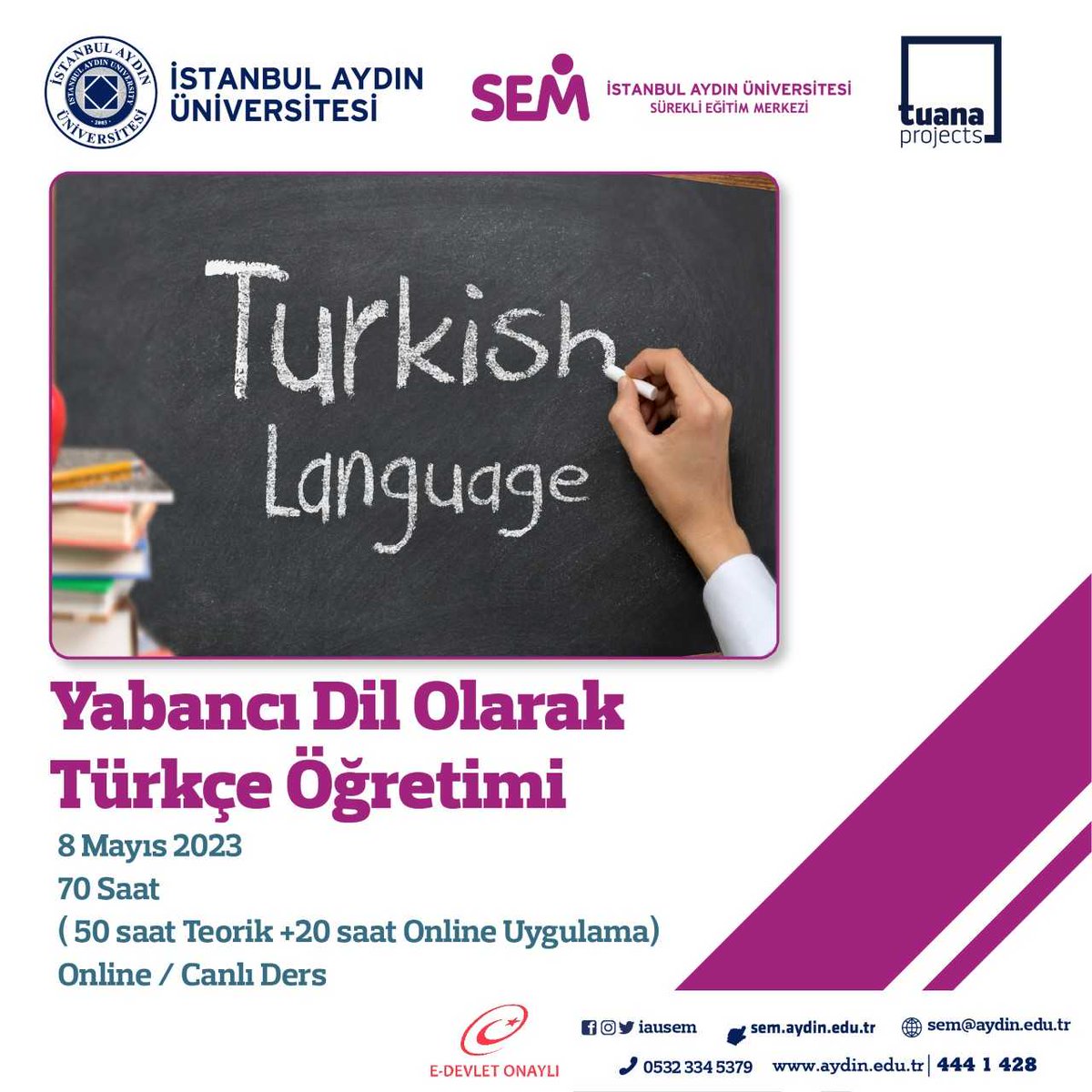 📌Yabancı Dil Olarak Türkçe Öğretimi 8 Mayıs’ta başlıyor. 📌Eğitimle, yabancı dil olarak Türkçe öğretmenliği yapan ve yapmak isteyenlerin mesleki becerilerini geliştirmeyi amaçlıyoruz. 👉 Detaylı bilgi : bit.ly/40je7CO @IAUKampus @TuanaProjects