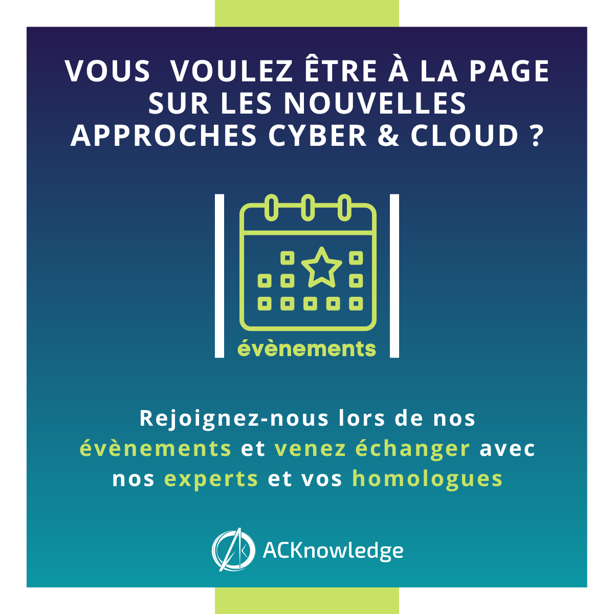 Envie de découvrir les nouvelles approches cyber, cloud ? Besoin d'échanger avec vos confrères ? Ne cherchez plus, nous nous occupons de tout :) Découvrez nos prochains évènements ici : bit.ly/3Jtrp8S