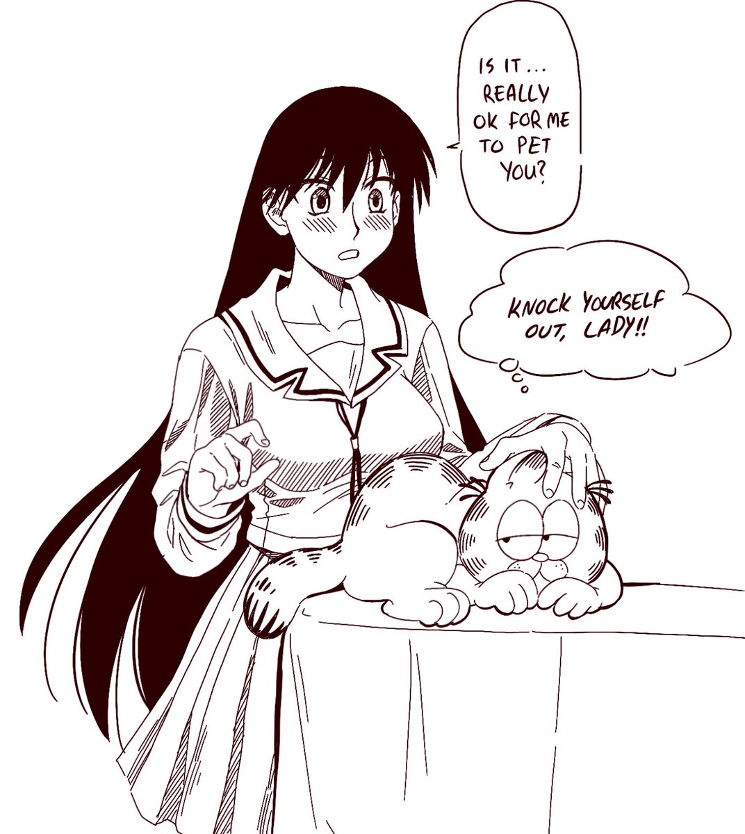 lovelandisle's tweet photo. req: “sakaki and garfield hanging out” https://t.co/5O5KBbeLlk