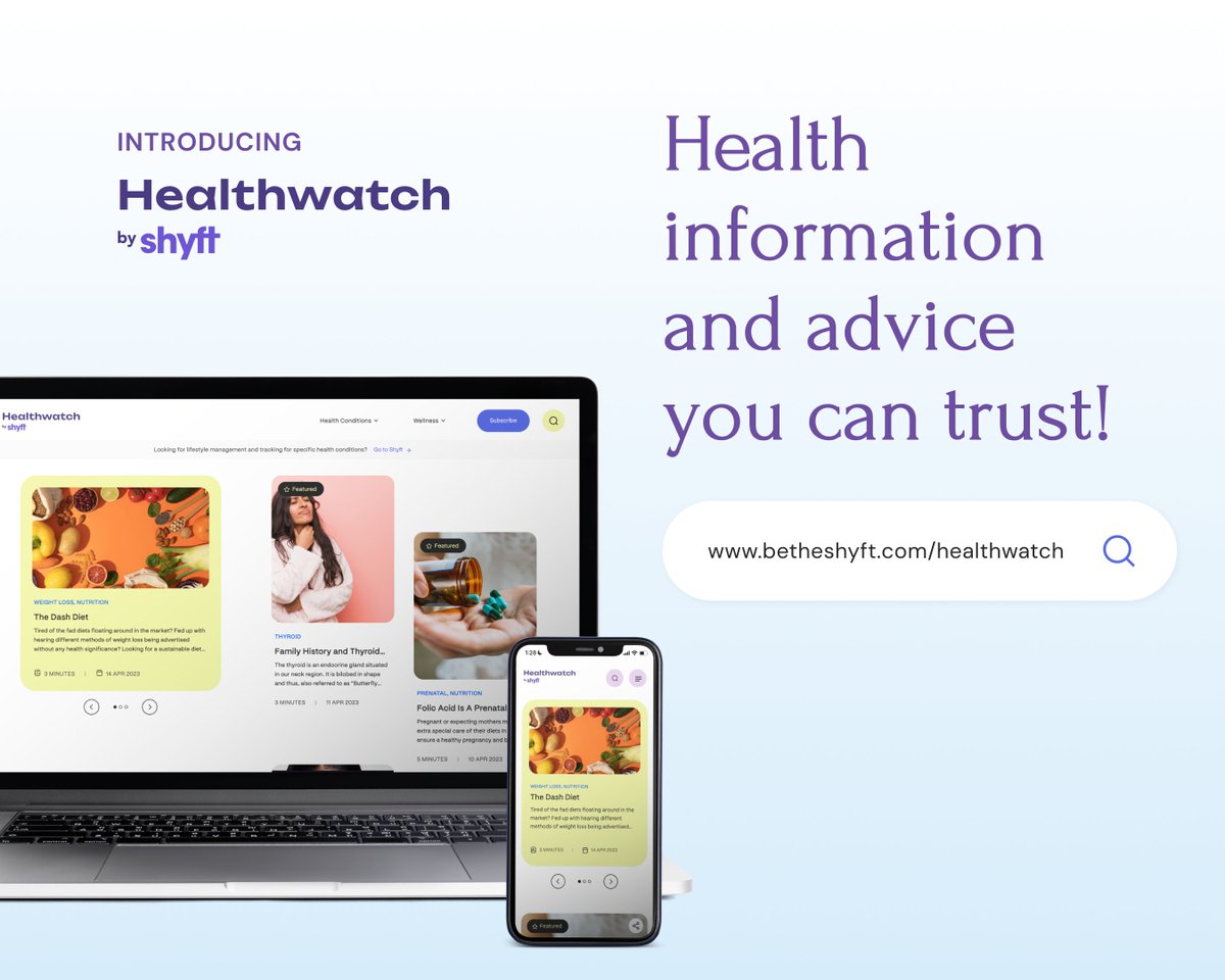 mepooja's tweet photo. Launching Shyft 's content platform for health - Healthwatch https://t.co/ijUr5rwo8q 

Healthwatch brings to you highly researched &amp; comprehensive articles on over 21 health conditions and health goals; reviewed by nutritionists, doctors, fitness instructors &amp; health coaches. https://t.co/6k4xLNXPkb