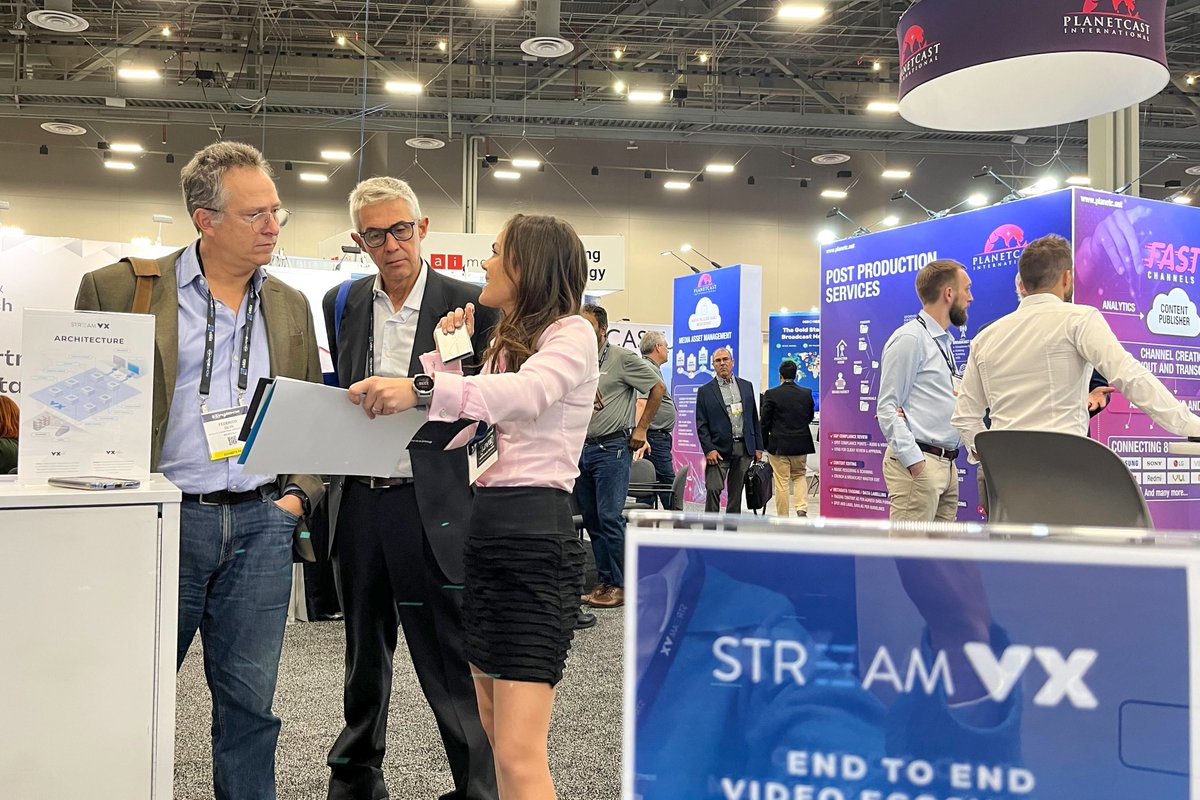 StreamvxPL's tweet photo. Exciting news! You have two more days of the @NABShow to come see us at booth W1573. Here's a sneak peek of the second day. Book a meeting here https://t.co/JVBtY5k7l0. Alternatively contact Radek: +48 795 800 037 ✉ rk@streamvx.com #StreamVX #nabshow #nabshow23 #nab23 #nab2023 https://t.co/WpNDWT231q