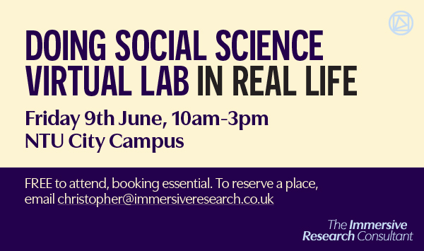 I'm running one of my social science labs but this time in real life. We'll do a couple of seminars, a PhD planning workshop & there will be lots of chances to talk with others about your research. All are welcome, it's free but booking is essential.