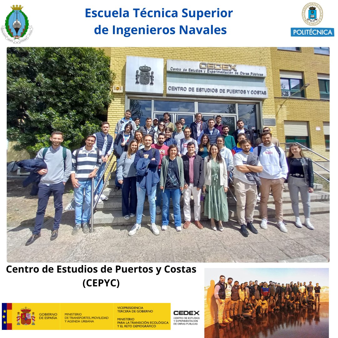Visita al Centro de Estudios de Puertos y Costas (CEPYC) del <a href="/CEDEX_es/">CEDEX-Centro de Estudios y Experimentación OO.PP.</a> del alumnado 
del Máster Habilitante de Ingeniería Naval y Oceánica de la <a href="/ETSIN_Oficial/">ETSI Navales de la UPM</a> de <a href="/La_UPM/">Universidad Politécnica de Madrid</a> , con su profesor <a href="/calderonsj7/">Javier Calderon</a>.
#etsinavales #somosupm #cepyc #cedex #simuladores #maniobradebuques