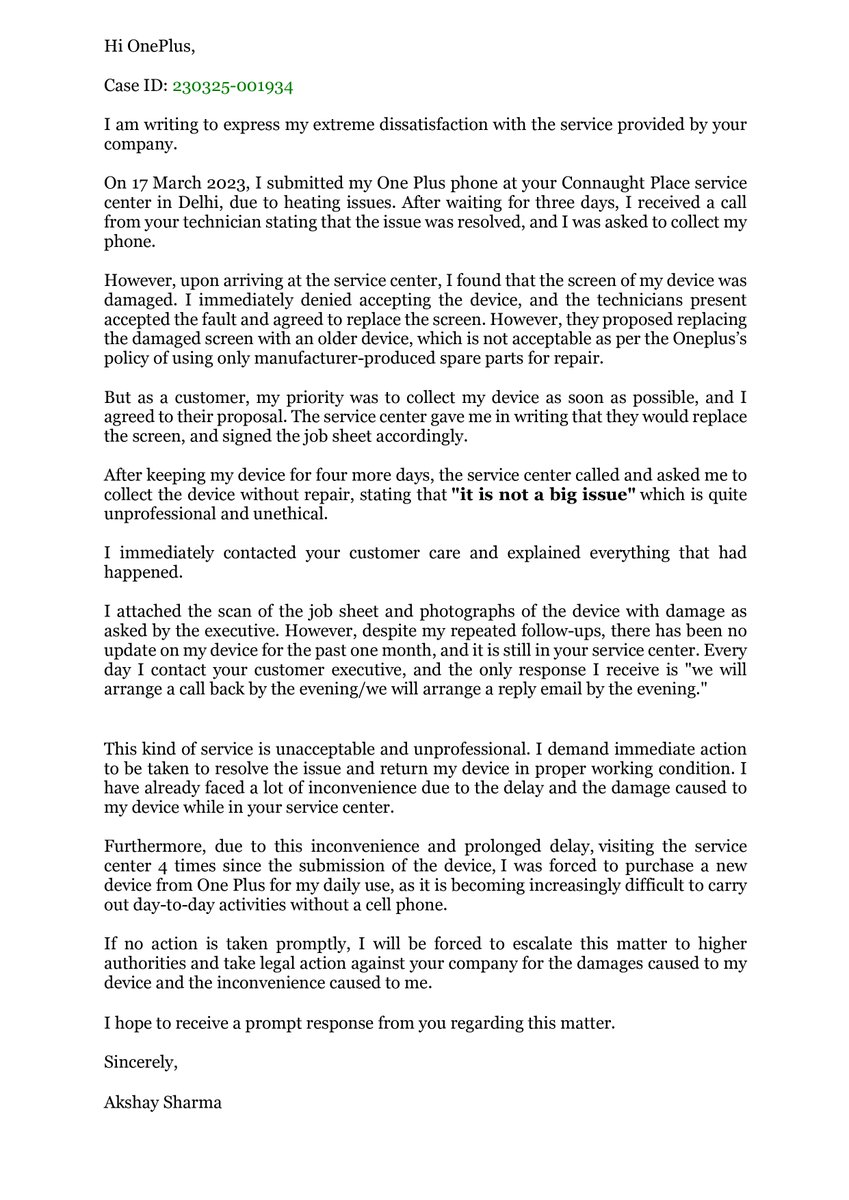 oyee_akshay's tweet image. Dear @OnePlus_IN  @oneplus @OnePlus_Support
my device has been held captive at your service center for a month with no resolution. Forced to buy a new phone due to inconvenience caused. Take action now! #OnePlusServiceCenter #DelayedResolution #UnacceptableService&quot;