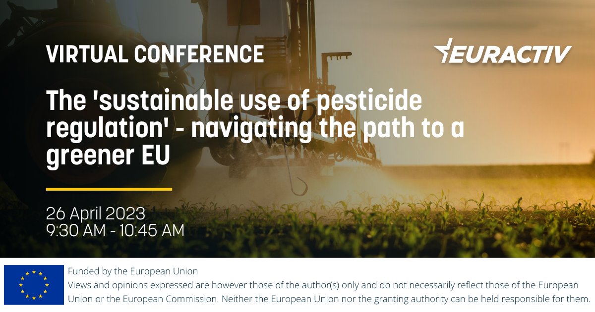 eaAgriFood's tweet photo. 26 April | The 'Sustainable Use of Pesticide Regulation' - Navigating the path to a greener EU
Join this EURACTIV Virtual Conference to discuss the proposals for a new Regulation on the Sustainable Use of Plant Protection Products.
👉 More information: https://t.co/nAXKHnRcyT https://t.co/dN8g3cw8aZ