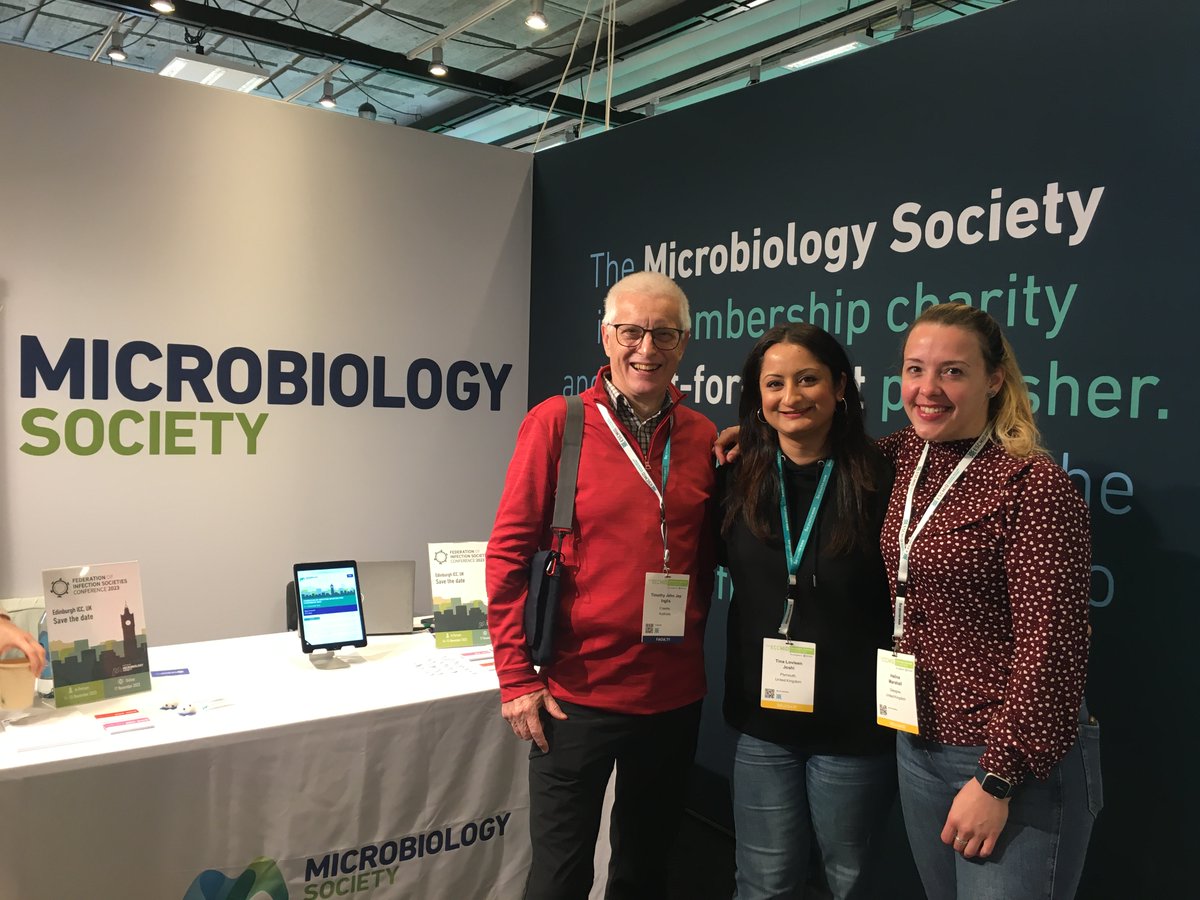 MicrobioSoc's tweet photo. Visit the Microbiology Society stand at #ECCMID23 to learn how publishing with us; a not-for-profit publsiher supports your community! Come and speak to our Editors @scrimgeourONE, @tinaljoshi and @HelinaEMarshall to ask any questions! #PublishingForTheCommunity https://t.co/CzfaqNqWEf