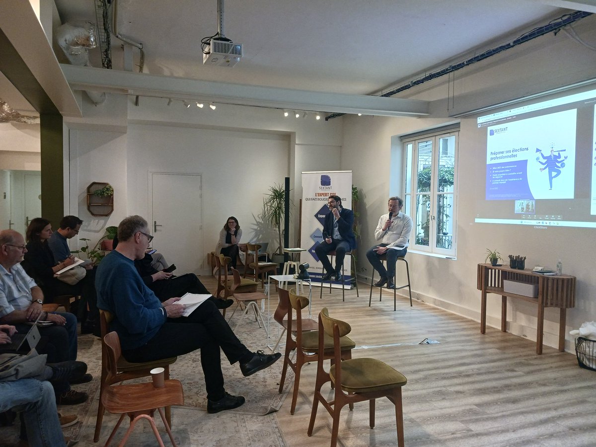 Élections pros, êtes-vous prêts?  C'est le sujet de la conférence de ce matin co-organisée par <a href="/SextantCSE/">Sextant Expertise</a> et <a href="/BrihiKoskas/">BrihiKoskas&Associés</a> #CSE #mandat #irp