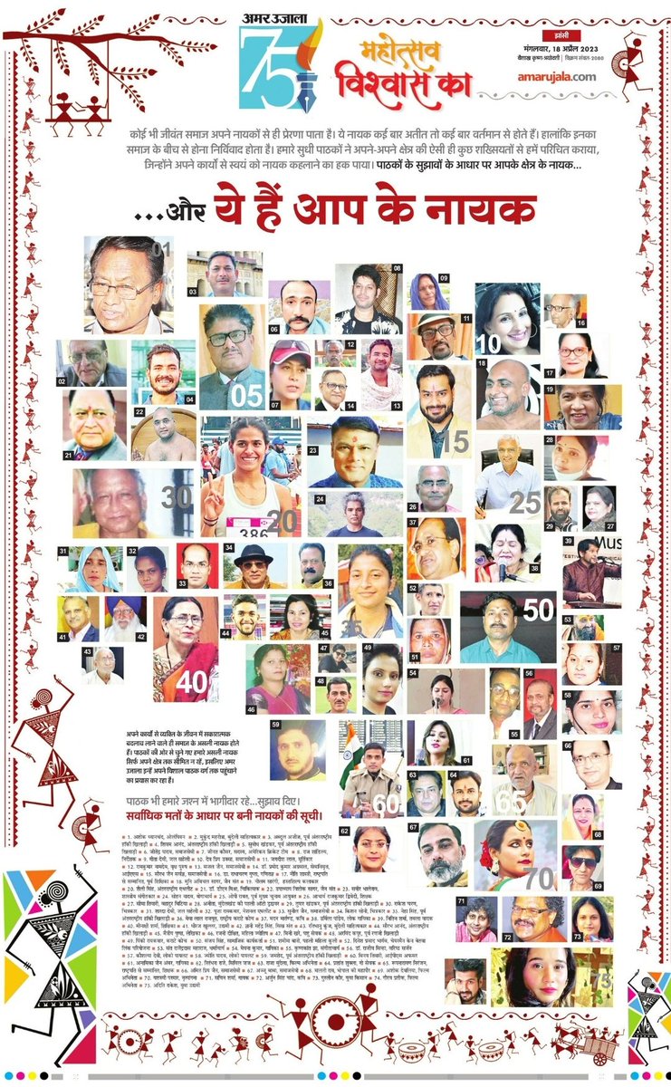 #75वॉमहोत्सवविश्वासका : @AmarUjalaNews
बुंदेलखंड क्षेत्र के 75 समाज सेवियों में 6वॉ स्थान देने के लिए हृदय की गहराइयों से साधुवाद एवं आभार❤️
#ThankYouTeam @ummeedroshniki & #AllTeamMembers ❤️💐😊👮