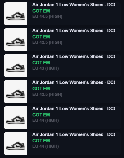 Storms Sneakers (@stormssneakers) on Twitter photo Succes on 18 April on Nike
Bots: <a href="/usnkrs/">USNKRS</a> <a href="/AAShoppingBot/">AntiAntiBot</a>
Proxies: <a href="/ShinyProxies/">Shiny Proxies</a> <a href="/Flow_Proxies/">Flow Proxies</a> @hollandcookt
Accounts: <a href="/AIOSUPPLIER/">AIOSUPPLIER</a>
Cookgroups: @hollandcookt <a href="/Sneakergraaiers/">Sneakergraaiers</a> <a href="/ShinyNotify/">ShinyNotify</a>
Looking for Orange or Nike SLTS ? JOIN! ACO Server: discord.gg/kw6d4GRcsX Succes on 18 April on Nike
Bots: <a href="/usnkrs/">USNKRS</a> <a href="/AAShoppingBot/">AntiAntiBot</a>
Proxies: <a href="/ShinyProxies/">Shiny Proxies</a> <a href="/Flow_Proxies/">Flow Proxies</a> @hollandcookt
Accounts: <a href="/AIOSUPPLIER/">AIOSUPPLIER</a>
Cookgroups: @hollandcookt <a href="/Sneakergraaiers/">Sneakergraaiers</a> <a href="/ShinyNotify/">ShinyNotify</a>
Looking for Orange or Nike SLTS ? JOIN! ACO Server: discord.gg/kw6d4GRcsX
