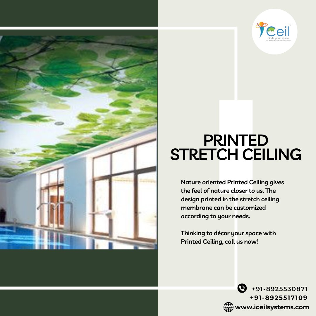 iceilsys's tweet image. Nature oriented Printed #Ceiling gives the feel of nature closer to us. The design printed in the stretch ceiling membrane can be customized according to your needs.
Thinking to décor your space with #PrintedCeiling, call us now! iceilsystems.com
#stretchceiling
