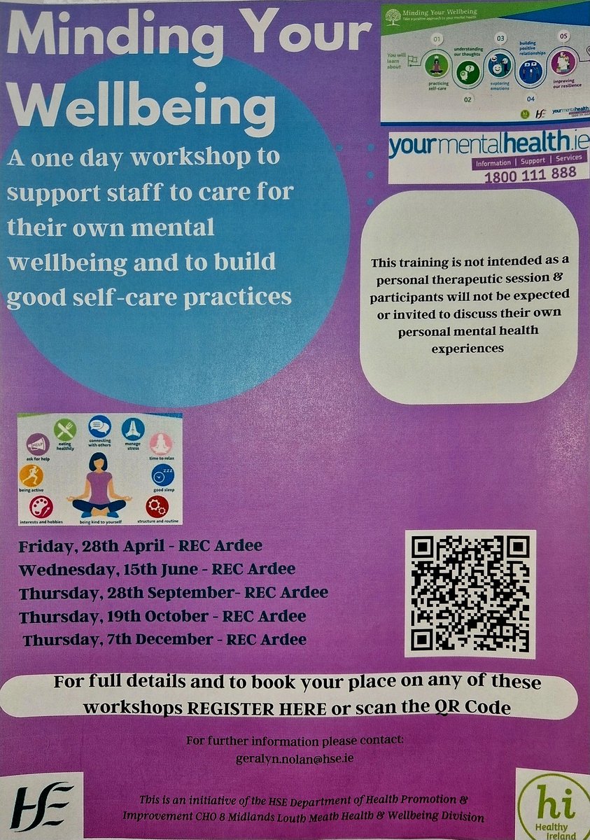 A one day workshop to support staff to care for their own mental wellbeing @NursingOlol @Deirdre40505532 @OLOLQPS @OLOLM4E