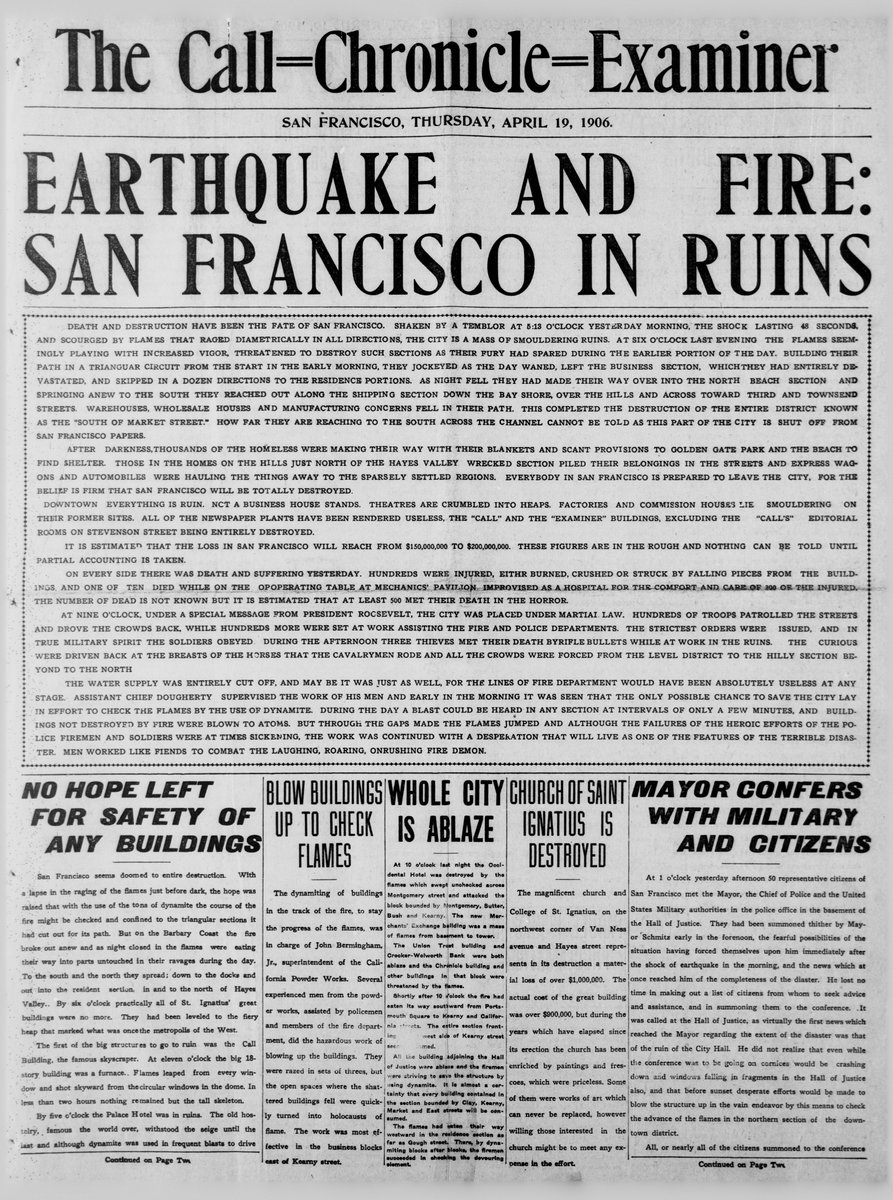 18/04/1906 - One of the most significant cases of the effects of fire following an earthquake.