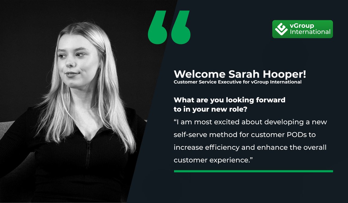 Introducing, Sarah Hooper! Customer Service Executive  

To find out more about vGroup's products and services email sales@vgroupinternational.com   

buff.ly/3KqtUcV 

#partnersonthejourney