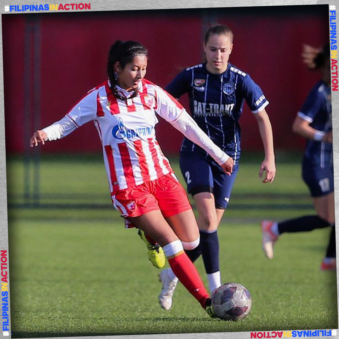 PilipinasWNFT's tweet photo. #FilipinasInAction: @quinleyquezada is on a roll as she continues scoring this time for her club @crvenazvezdafk during the Serbian Women's Super League Playoffs last Saturday.

📷 IG/crvenazvezda.zfk/sandic_photography https://t.co/opeVikyHD5