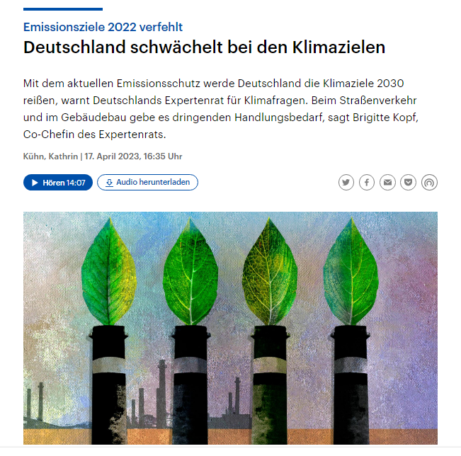 ERK_Klima's tweet photo. Gestern hat der #Expertenrat für #Klimafragen seinen Prüfbericht zu den Emission 2022 veröffentlicht. @BrigitteKnopf hat die Kernpunkte im Interview mit dem @Dlf_Forschung vertieft.
#Klimaschutzgesetz #Sofortprogramme #Emissionen
Hier zum Nachhören: https://t.co/eSyGgKH882 https://t.co/zDe1EhpjzJ