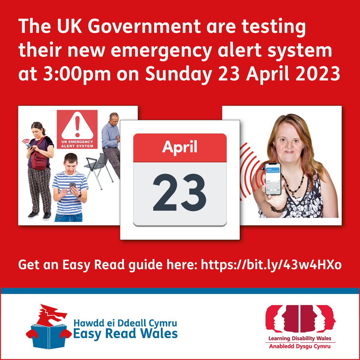 Please Retweet: We have made an Easy Read guide to the Emergency Alert System that is being tested on Sunday 23 April at 3pm. We have guides in English and Welsh. You can get the guides here: ldw.org.uk/easy-read-guid…
 #EasyRead #EmergencyAlerts