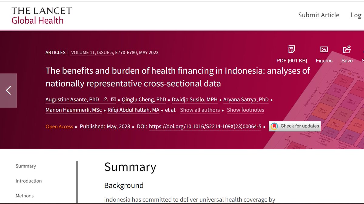 New <a href="/LancetGH/">The Lancet Global Health</a>  evaluates the benefits and burden of health financing distributed across income groups and the how much #Indonesia has achieved equity in the funding and delivery of health care after financing reforms.
thelancet.com/journals/langl…
#research #health <a href="/univ_indonesia/">UniversitasIndonesia</a>