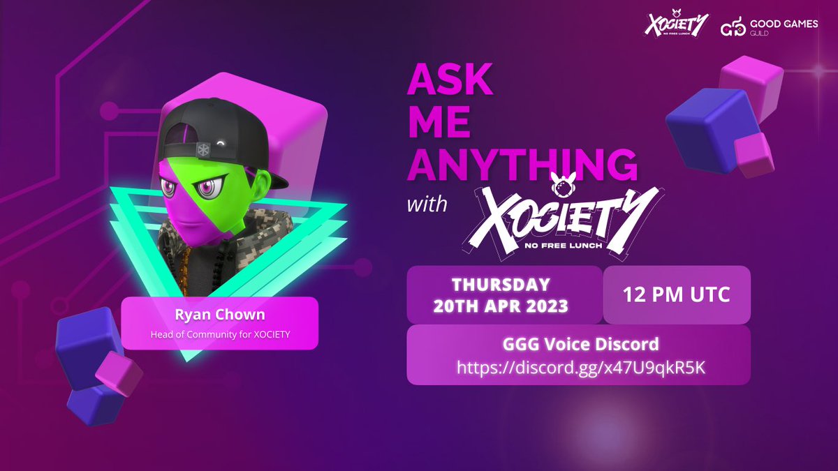goodgamesguild's tweet photo. 💥 @xocietyofficial—an AAA shooter action metaverse Game will come to GGG in Special #AMA Session!

⏰ Apr 20th - 12PM UTC
📍 https://t.co/L4YNghQApz

🎁 Prize Pool: $100 USDT

❓ How to enter:
1️⃣Drop Question here: https://t.co/5xnHaDQr8K
2️⃣Follow @xocietyofficial 
3️⃣ RT &amp; Like https://t.co/YeDpdMnGZT
