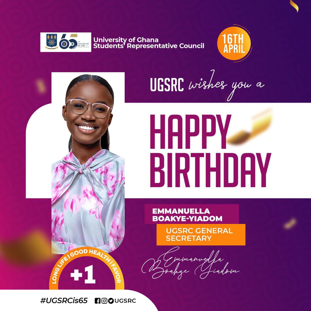 Happy birthday to the 65th UGSRC General Secretary <a href="/ella_yiadom/">Nana Ama</a> . We wish you well.

#UGSRCis65