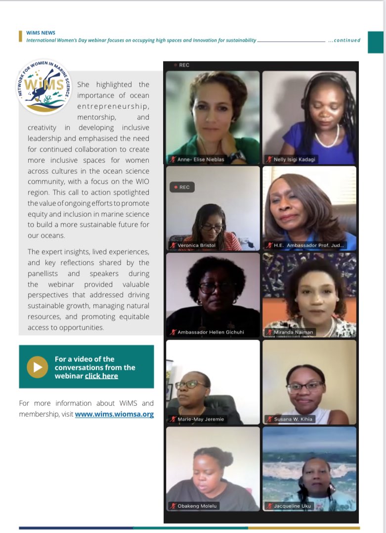 WiMSnetwork's tweet photo. WiMS featured in the latest WIOMSA newsbrief! 

Read our articles reporting from our events on “the international day for women and girls in science” and from “International Women’s Day”. 

Read the full newsbrief here: https://t.co/jF0ZcO6H7g https://t.co/avCdi8hOSt
