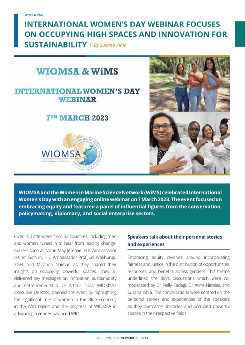 WiMSnetwork's tweet photo. WiMS featured in the latest WIOMSA newsbrief! 

Read our articles reporting from our events on “the international day for women and girls in science” and from “International Women’s Day”. 

Read the full newsbrief here: https://t.co/jF0ZcO6H7g https://t.co/avCdi8hOSt
